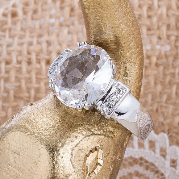 3 Ct. Oval & Round Lab Created White Topaz Ring - Picture 1 of 2